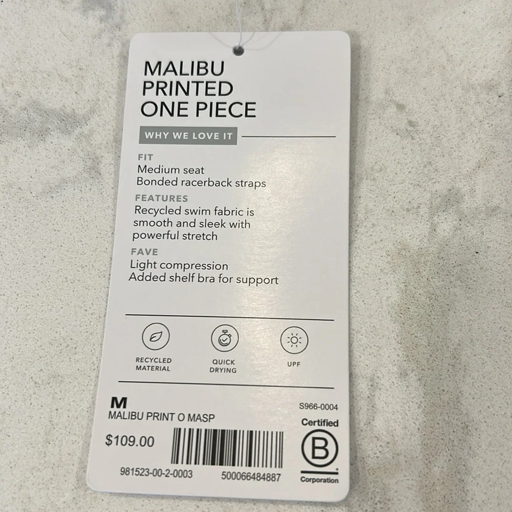 NWT Athleta Malibu Printed One Piece Swimsuit Women’s Medium